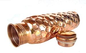 New Arrival Ayurvedic Eco-Friendly Brown <b>Copper</b> Water <b>Bottle</b> Hammered Design Portable Travel Use Classic Office Use Lids - Product Image 3