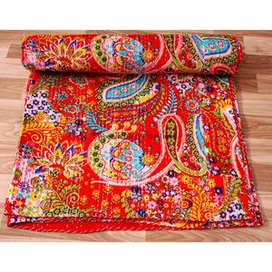 ผ้าปูที่นอนคันธาพิมพ์ลายทำมือจากราชสถาน แบบสองด้าน ใช้ได้ทุกฤดู เป็นมิตรกับสิ่งแวดล้อม ขนาดคู่ ผลิตจากผ้าฝ้ายออร์แกนิค 100% - Product Image 4