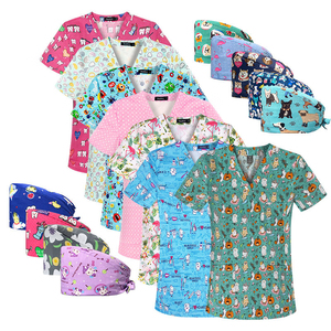 Blusas Médicas para Mujer, Cuello en V, Manga Corta, Estampadas, Uniformes Médicos para Uso Hospitalario, Tela de Algodón y Poliéster - Product Image 4