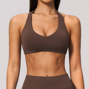 Soutien-gorge de sport sans coutures pour femme, maintien moyen, couleur unie, vêtements de yoga, design côtelé, respirant, séchage rapide - Product Image 6