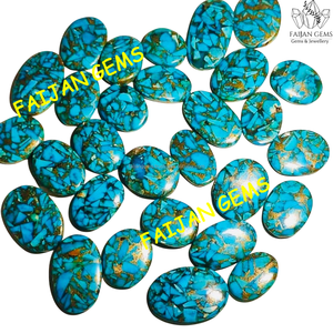 พลอย FAIJAN คุณภาพระดับ AAA สีฟ้าอมเขียว รูปทรงวงรี พลอยธรรมชาติทรงหลังเบี้ย รับรองโดยผู้ตรวจสอบอิสระ ปรับขนาดได้ตามต้องการ - Product Image 4