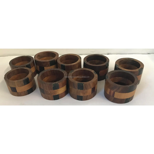 Ronds de serviette en bois sculptés sur mesure porte-serviette de luxe pour restaurant de Falak World Export - Product Image 2