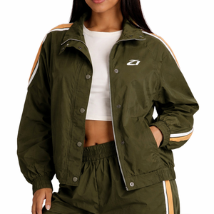 Ensemble de survêtement en nylon pour femme, veste zippée intégrale et pantalon droit, streetwear décontracté, vêtements de sport respirants, fournisseur en gros de sweats à capuche - Product Image 2