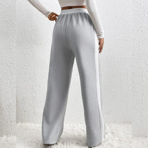 Women Custom Streetwear Patchwork Fleece Sports Trousers High Waisted Wide Leg Pants Casual <b>Hipster</b> Fashion Sweatpants - Product Image 5