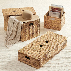 Cesta de Almacenamiento Rectangular de Jacinto de Agua de Primera Calidad para Venta al por Mayor, con Tapa, para Organización y Decoración de Hogar, Hotel, Resort, Dormitorio y Armario - Product Image 2