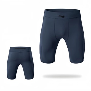 Pantalones cortos de compresión personalizados al por mayor para hombre, tela elástica para gimnasio y fitness, transpirable y que absorbe la humedad, ropa deportiva para correr y entrenar. - Product Image 3