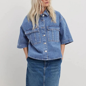 Chaqueta de mezclilla ajustada y elegante para mujer, estilo urbano, ligera, de manga larga - Product Image 4