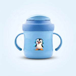 Anax Mini Cartoon Toddler Sipper Mug PP Silicon <b>Straw</b> with Dual Handle Flip <b>Lid</b> 350 mL Outdoor Use Custom Logo for Kids Drinking - Product Image 1