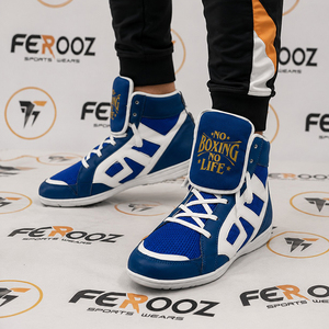No Boxing No Life Zapatos de boxeo para hombre, zapatillas de entrenamiento de piel sintética transpirable con cordones y caña alta, color granate, equipos de Kickboxing MMA - Product Image 4