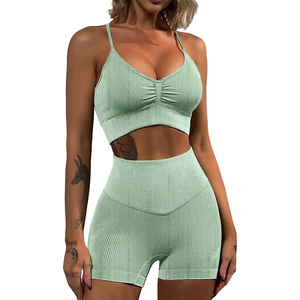 Conjuntos Deportivos Cortos para Mujer, Bra Deportivo sin Costuras con Shorts Resistentes, Ropa Deportiva Activa - Product Image 2