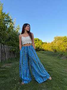 Women's Mid Waist Striped <b>Harem</b> Pants Cotton Corduroy Loose Fit Drawstring Bohemian Style With Pockets - Product Image 1