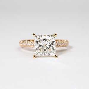 Elegant Princess Cut Solitaire Diamond <b>Ring</b> With Brilliant Square Center Luxury Engagement Anniversary Bridal Fine Jewelry - Product Image 3