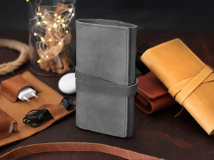 Customized Leather <b>Cable</b> Organizer Factory OEM Cord Holder Travel Tech Accessories Case Wire Management System LCO-0018 - Product Image 5