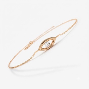 กำไลข้อมือเพชรเลี้ยงในห้องปฏิบัติการ 0.08 กะรัต ฝังแบบช่อง 14K ทองคำ ประดับจี้รูปตาปีศาจ ดีไซน์เรียบหรู สายโซ่แบบเส้นเล็ก เครื่องประดับนำโชค - Product Image 3