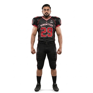 Custom V-Neck Short American Football Jersey Breathable Heavyweight Polyester Mesh <b>Game</b> Uniform Men Adult Teams Dhirk Sports - Product Image 1