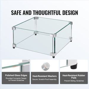 21 X 21 X <b>7</b>.5 Inch Clear Tempered Glass Wind Guard for Square Gas <b>Fire</b> Pit 0.31 Inch Thick Accessory for <b>Fire</b> Tables - Product Image 5