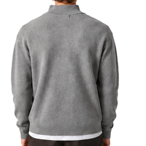 <b>Mens</b> Grey Quarter Zip Jumper Knitted Sweater Stand Collar Long Sleeve <b>Pullover</b> Casual Winter Warm Soft Knitwear Premium Fit Tops - Product Image 2
