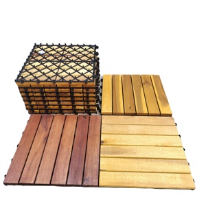 Plancher de terrasse en acacia, dimensions 30 x 30 cm, antidérapant, imperméable, facile à installer, décoration de jardin, terrasse, cour arrière, résistant aux intempéries - Product Image 1