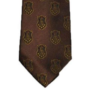 Corbata con Patrón Cresta Dorada Marrón, Estilo Seda Premium, Clásica y Formal, Elegante, Inspirada en la Grecia, Accesorio de Moda Masculina - Product Image 3