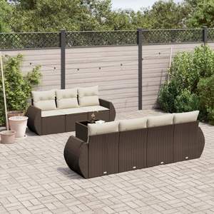 Conjunto de Sofás Modulares Grandes de Ratán PE Marrón para Jardín, Muebles Modulares Elegantes para Exteriores - Product Image 1