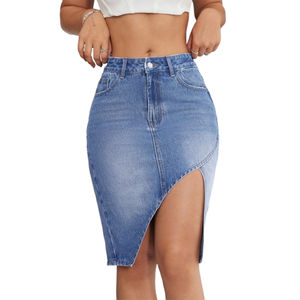 2026 Trending HSI Top Model Acid Wash Semi Stretch Denim Skirts With A Classic Cargo <b>Belt</b> Multi Pockets Fancy Style Front - Product Image 1