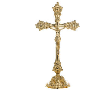 Crucifijo Moderno Creativo de Metal Chapado en Oro con Pedrería, Estatua Religiosa Católica Cristiana Ecológica para Decoración del Hogar o Iglesia - Product Image 2