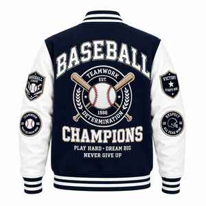 Custom Men's <b>Lakers</b> Varsity <b>Jacket</b> Leather Sleeves Winter Letterman <b>Jacket</b> Embroidery Patch Logo OEM ODM - Product Image 6