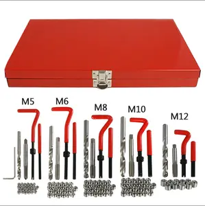 131件公制螺纹主修理高速钢钻具套件，用于修理M5 M6 M8 M10 M12内螺孔