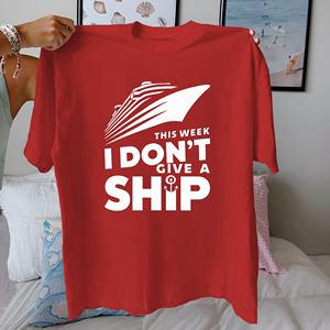 Anchor I don't Give A Ship เสื้อยืดผ้าฝ้ายลำลองของผู้หญิงใส่สบาย100% ลายถัก - Product Image 4