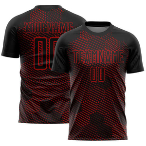 เสื้อฟุตบอลแบบกำหนดเอง เสื้อฟุตบอลแขนสั้น คอกลม พิมพ์ชื่อทีม หมายเลขผู้เล่น ชุดแข่งขัน - Product Image 1