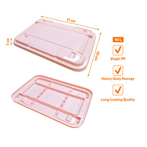 Garage And Utility <b>Storage</b> <b>Container</b> With Lid Stackable Virgin PP <b>Plastic</b> Organizer Bin 90L - Product Image 3