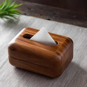 Porte-boîte à mouchoirs en bois massif avec étui de rangement en bois pour la maison, le bureau, les restaurants et les hôtels – Commande en gros disponible - Product Image 3