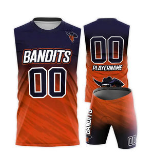 Camiseta de Fútbol 7v7 sin Mangas con Cuello Redondo, Spandex, Naranja y Negro, Sublimada, Transpirable, que Absorbe la Humedad, para Adultos - Product Image 1