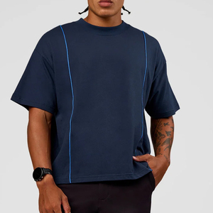 T-shirts personnalisés 100 % coton, longs, tricotés, surdimensionnés, respirants, anti-plis, pour hommes et femmes, impression numérique - Product Image 3