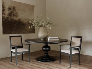 Handcrafted <b>Solid</b> <b>Wood</b> <b>Round</b> <b>Dining</b> <b>Table</b> Bold Pedestal Base Dark Natural Finish for <b>Dining</b> Room Restaurant and Boutique Hotel F - Product Image 2