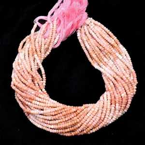 Cuentas de ópalo rosa natural facetadas en forma de rondel de 3-4 mm, cuentas sueltas de ópalo rosa en hebra, cuentas de ópalo para la fabricación de joyería al por mayor. - Product Image 6