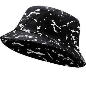 Unisex Black White Splatter Print Bucket Hat Digital Printing Casual Style Adult Spring Summer Wear - Product Image 2