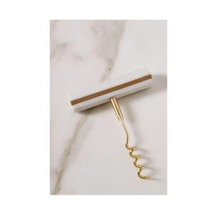 Sacacorchos de lujo de mármol blanco con elegante acabado dorado, abridor de botellas de vino de acero inoxidable, accesorio de bar para el hogar, cocina y regalos. - Product Image 1