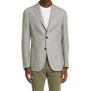 Blazer en Laine Slim Fit pour Homme Automne-Hiver, Veste de Costume en Laine Tendance à Boutons, Manteau Décontracté Longueur Standard Gris - Product Image 1