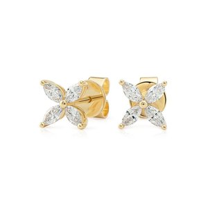 0.50CT Lab Grown Diamond Flower <b>Stud</b> <b>Earrings</b> 10KT Gold IGI Certified Marquise Cut Luxury Engagement Jewelry OEM ODM <b>Fine</b> - Product Image 4