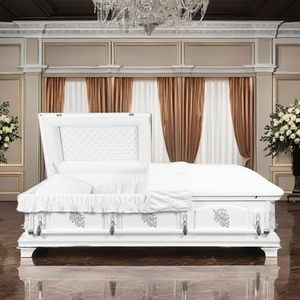 DSP Fabricación de alta calidad Estilo norteamericano CKT2004 Hoja caída WHHT Ataúd de madera Acabado de alto brillo Garantía de 3 años para - Product Image 1