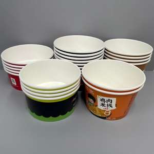 Ciotola per cibo da asporto in carta usa e getta su misura contenitore per cibo da asporto bianco bianco rosso nero ciotola di carta Kraft con coperchi - Product Image 6