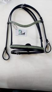 Bride de dressage en cristal de 16mm pour l'équitation Bande de sourcils en cuir noir portable U-Brow jaune pour usage équestre - Product Image 6