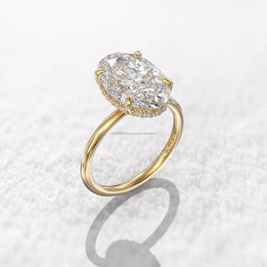 Anillo de Compromiso con Diamante Moissanite Oculto, Anillo de Boda de Plata de Ley 925 con Corte Ovalado para Mujer, Regalo de Aniversario para Esposa - Product Image 1