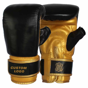 Gants de boxe Muay Thai et de kickboxing en cuir PU épaissi, noir et or, nouvelle arrivée, taille personnalisée ou logo imprimé - Product Image 1