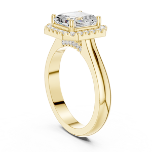 Women's IGI Certified Trendy 14K Solid Gold Lab Grown 2 CT Asscher Cut & Round Brilliant Cut Diamond Engagement Halo Ring - Product Image 2