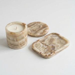 Juego de tres posavasos y bandeja de ónix natural, hecho a mano, conjunto coordinado para decoración del hogar, paquete al por mayor, juego de regalo con logotipo personalizado - Product Image 1