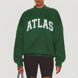 Sweat-shirt col montant oversize en molleton de coton, chaud pour l'hiver, style streetwear décontracté, prêt à imprimer, haut de mode - Product Image 6
