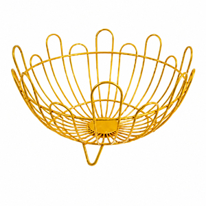 Corbeille à fruits en fil doré style nordique, bol de rangement de légumes de luxe en métal pour comptoir, plateau de service décoratif en fer forgé pour la maison - Product Image 1