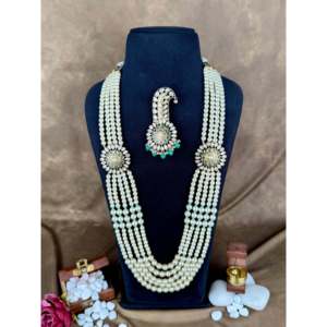 Indian Ethnic Artificial <b>Jewellery</b> 24K <b>Gold</b> Plated Jignesh Mala and Kalangi Combo <b>Set</b> - Product Image 1